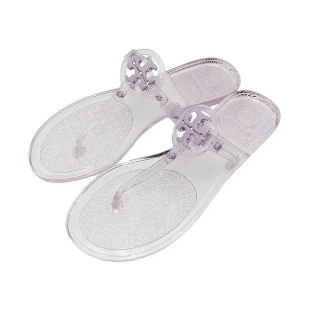 Tory Burch Miller Thong Sandal Clear Jelly with Logo