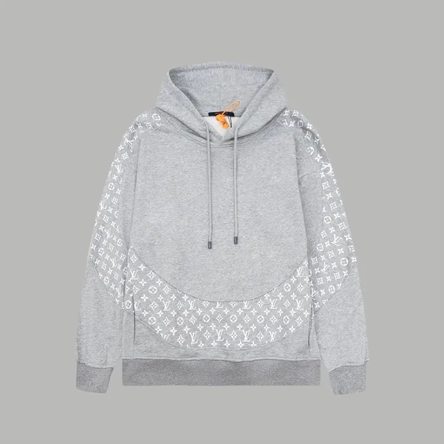 Louis Vuitton Monogram Hoodie Grey with White Monogram Print