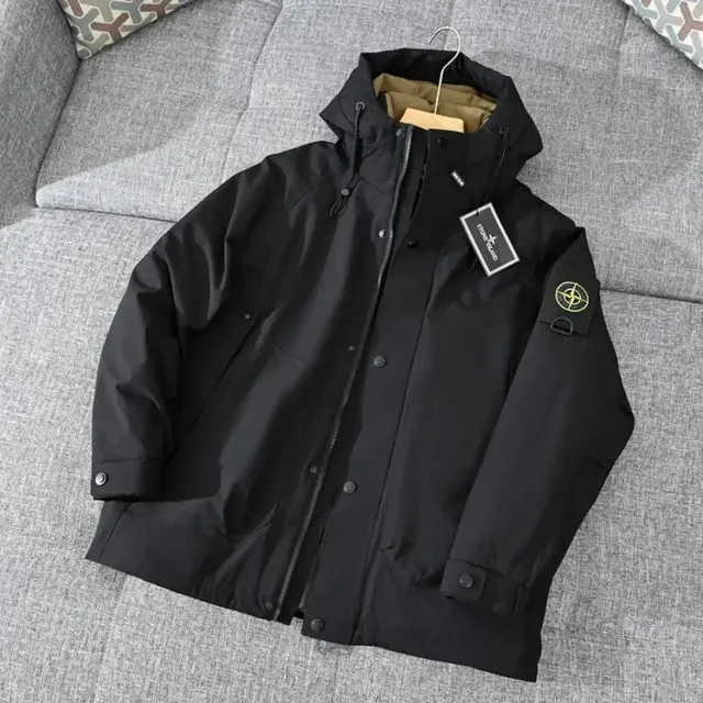 Stone Island Goggle Jacket Black with Yellow Compass Logo