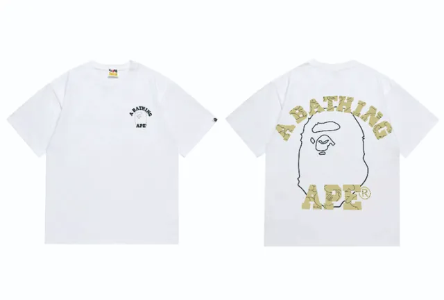 BAPE Short-Sleeve T-Shirt Gold Ape Head Print
