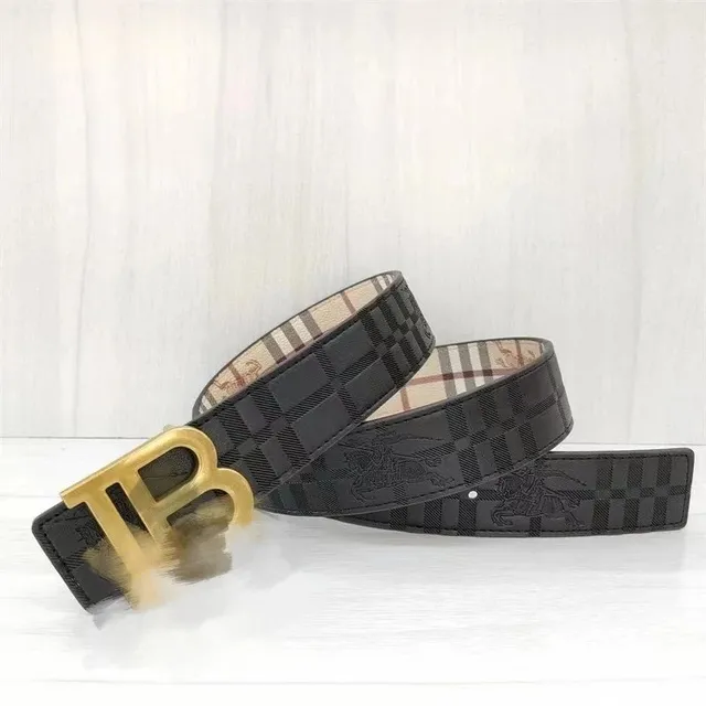 Burberry Checkered Belt Monogram TB Buckle