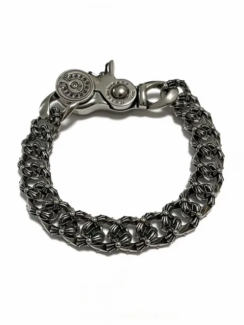 Chrome Hearts Cross Link Bracelet Antique Silver