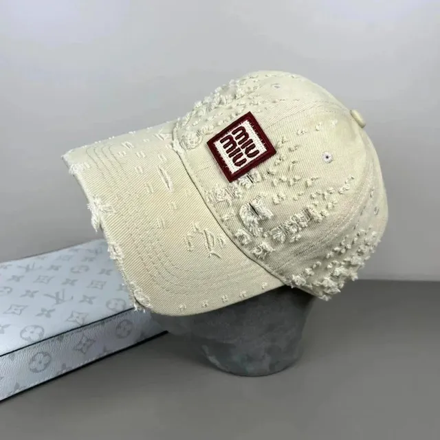 Miu Miu Distressed Baseball Cap Embroidered Logo