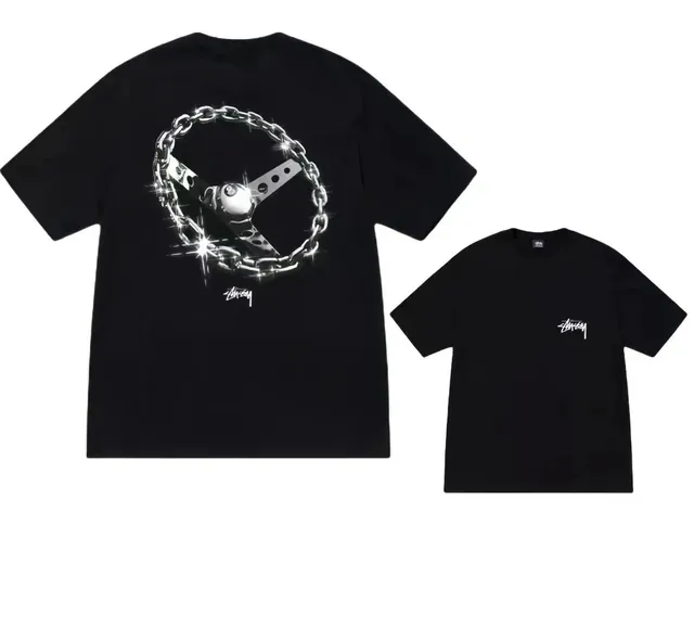 Stüssy Graphic T-Shirt Steering Wheel Chain Print