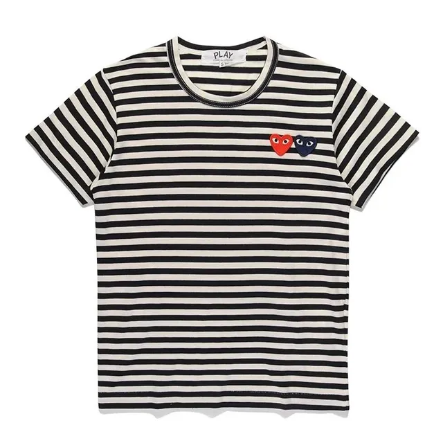 Comme des Garçons Striped T-Shirt Heart Logo