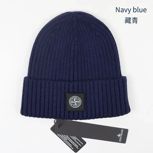 Stone Island Ribbed Beanie Navy Blue