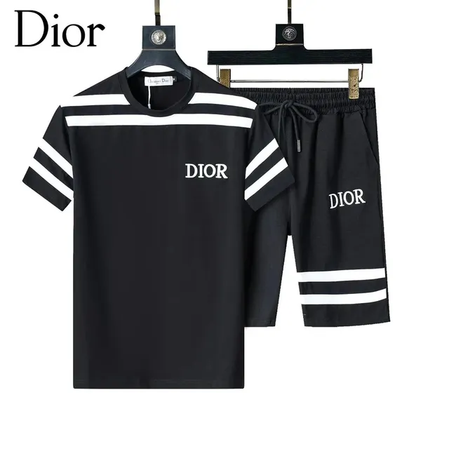 Dior Logo Stripe Set Black with White Stripes