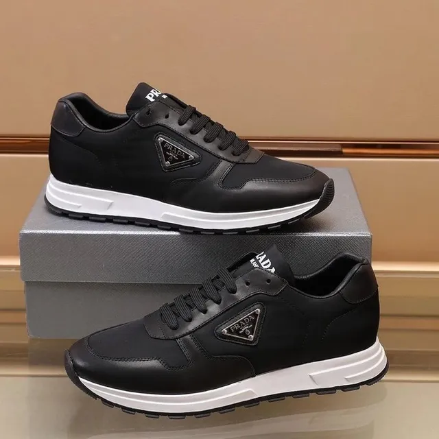 Prada Linea Rossa Sneaker Black Leather with White Sole