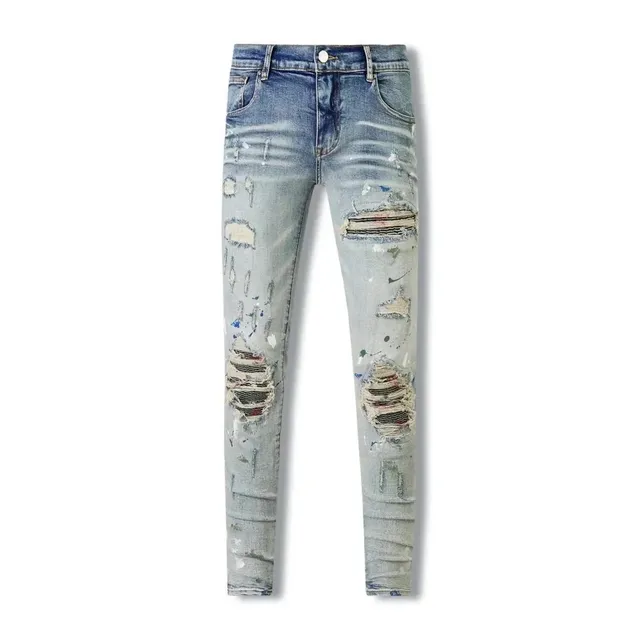 Amiri Distressed Slim Fit Jeans Paint-Splatter Ripped