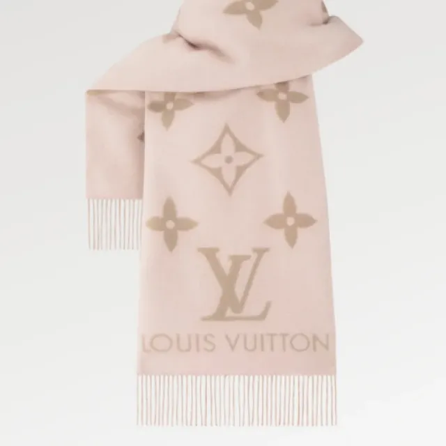 Louis Vuitton Monogram Scarf Pale Pink with Gold Monogram