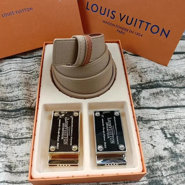 Louis Vuitton Reversible Belt Two-Tone Leather with Interchangeable Buckles