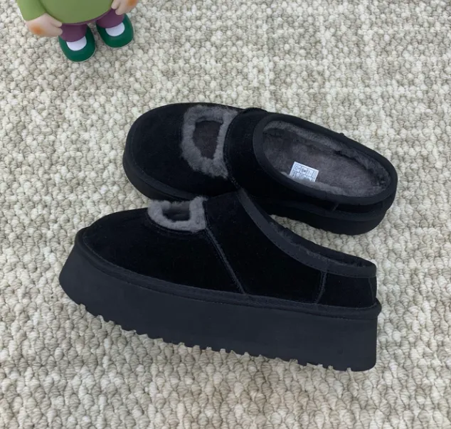UGG Platform Mule Slipper Velvet with Faux Fur Trim