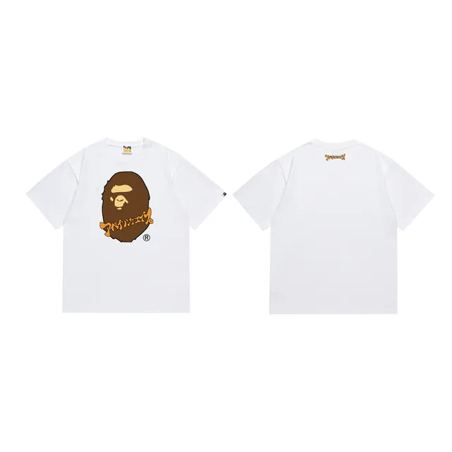 BAPE Shark Tee Brown Ape Head with Orange Script