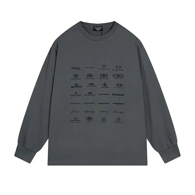 Balenciaga Logo Print Long-Sleeve Tee Multi-Logo