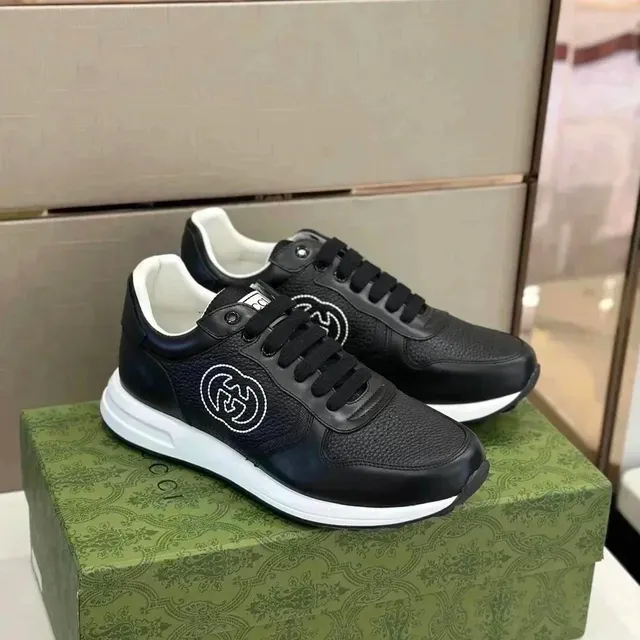 Gucci GG Marmont Sneaker Black Leather with White GG Logo