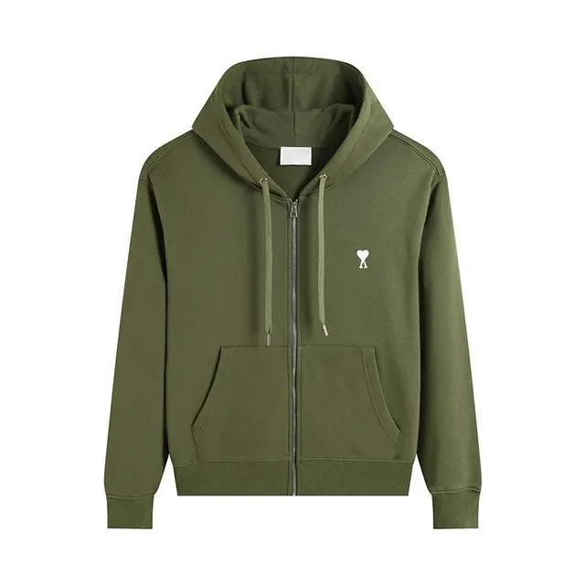 Amiri Zip-Up Hoodie Olive Green