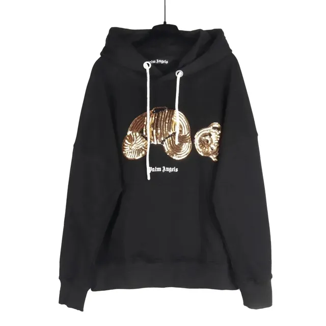 Palm Angels Hoodie Sequin Bear