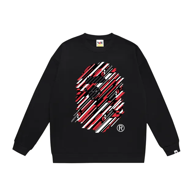 BAPE Crewneck Sweatshirt Red and White Graphic