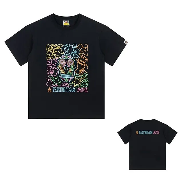 BAPE Skull Graphic Tee Neon Sugar Skull