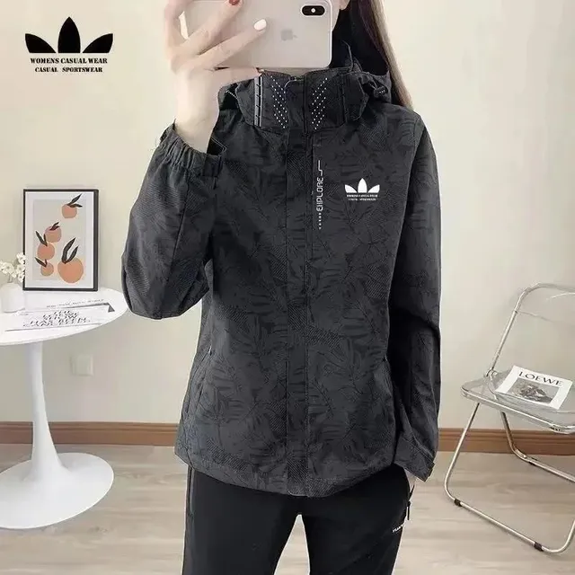 Adidas Windbreaker Jacket Leaf Print
