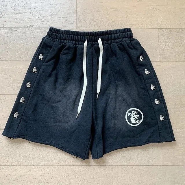 Hellstar Embroidered Shorts Flame Logo Side Stripe