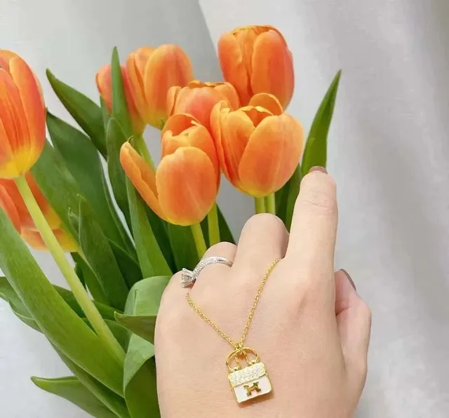 Hermès Lock Pendant Enamel and Diamond