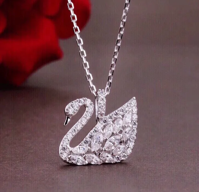 Swarovski Swan Pendant Crystal-Embellished