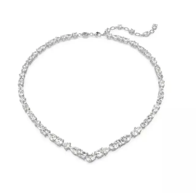 V-shaped white diamond large necklace