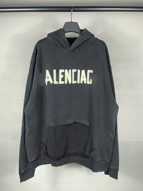 Balenciaga Hoodie Distressed Logo