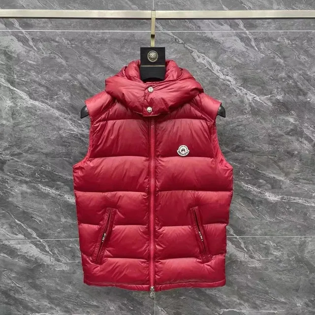 Moncler Puffer Vest Hooded Red