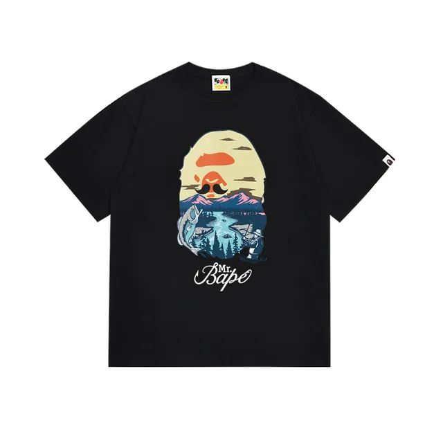BAPE Graphic Tee Mountain Fishing Shark