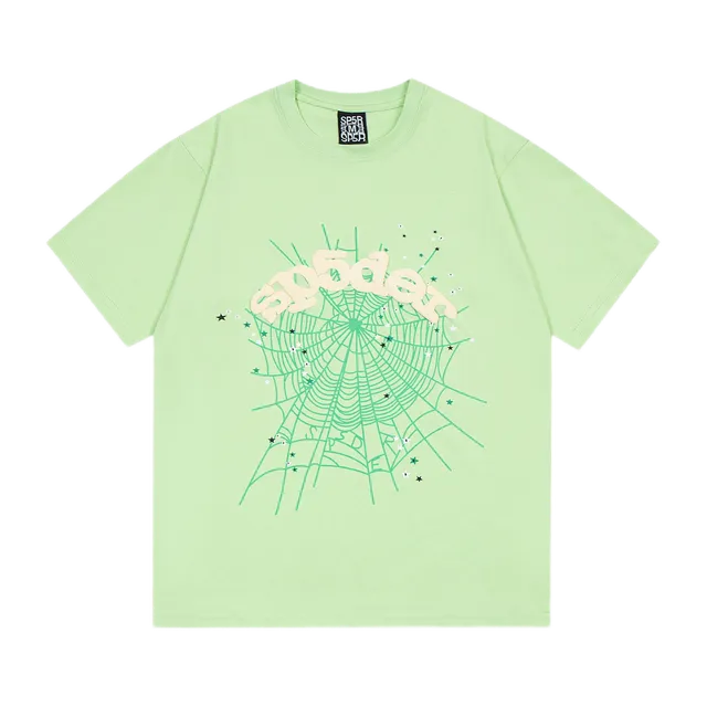 Sp5der Spider Web Graphic Tee Neon Green Spider Logo
