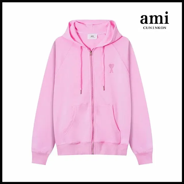 AMI Paris Zip-Up Hoodie Heart Logo