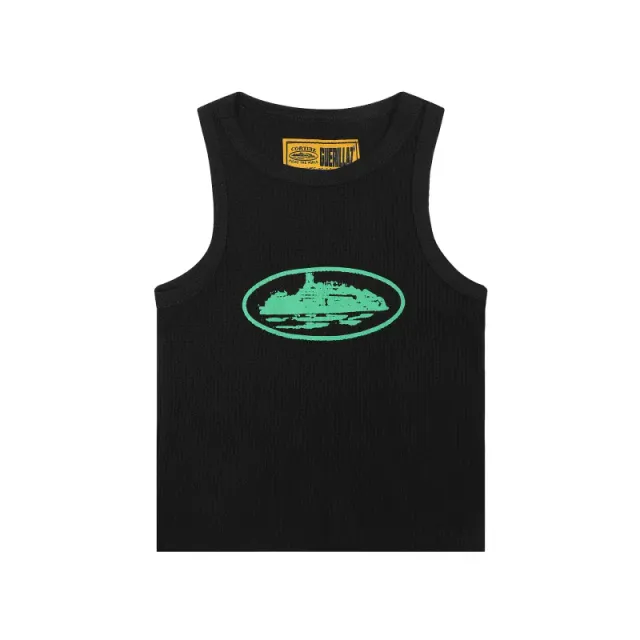 Gucci Ribbed Tank Top Green Logo Print