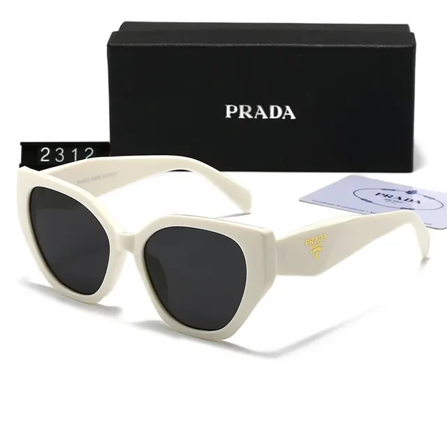 Prada Cat-Eye Sunglasses Matte White with Gold Logo