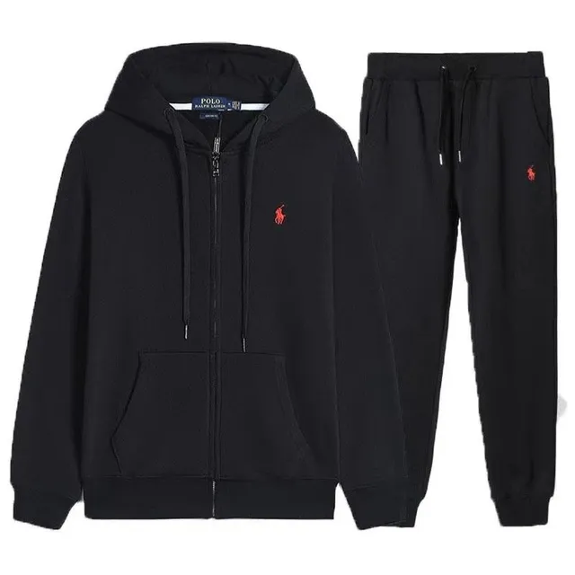 Polo Ralph Lauren Hoodie and Jogger Set Black with Orange Pony