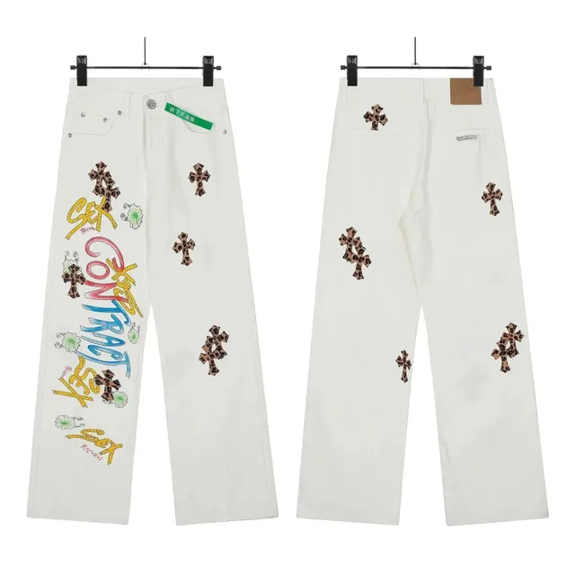 Chrome Hearts Jeans Leopard Cross Patch