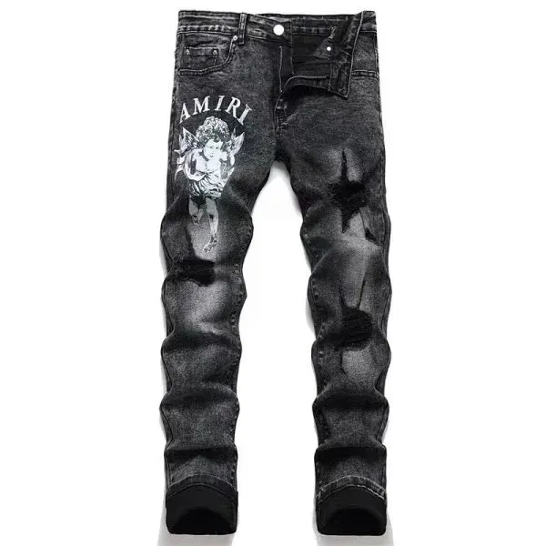 Amiri Distressed Jeans Angel Print
