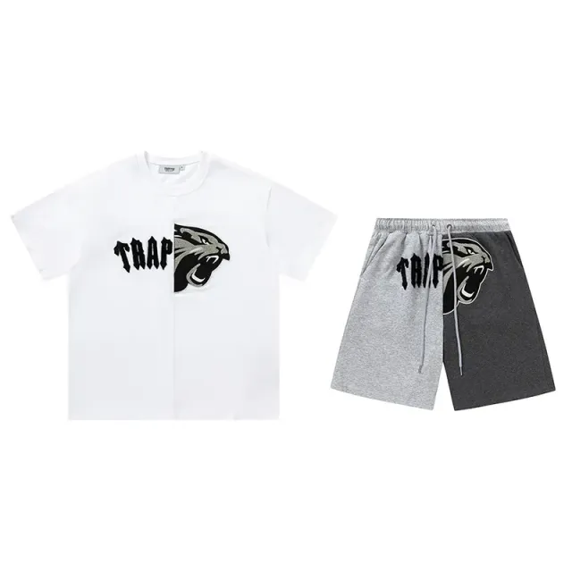 Trapstar T-Shirt & Shorts Set Panther Logo Split Design