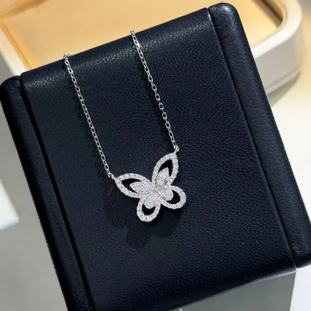 Van Cleef & Arpels Alhambra Butterfly Necklace Pave Diamond