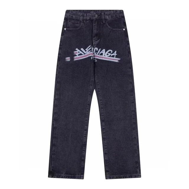 Balenciaga Logo Jeans Distressed Print