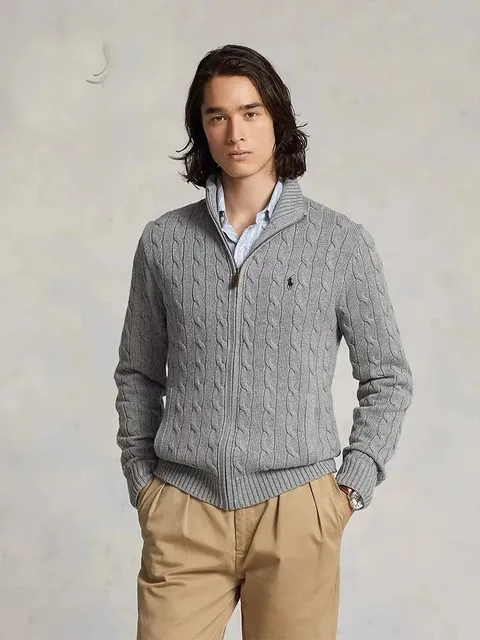 Polo Ralph Lauren Cable Knit Zip-Up Sweater Classic Cable