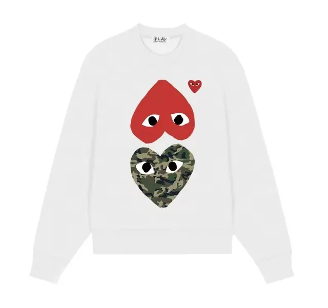 Comme des Garçons Heart Sweatshirt Red and Camo Hearts