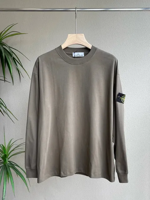 Stone Island Long-Sleeve T-Shirt Compass Patch Beige