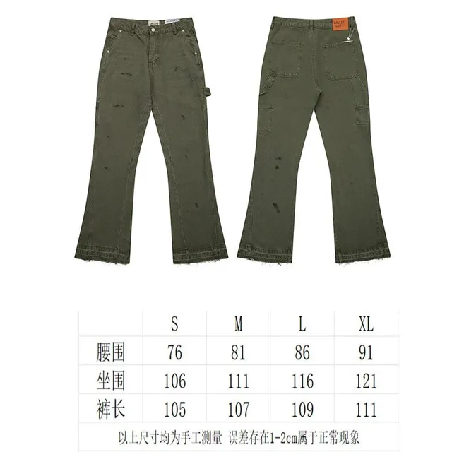 Gallery Dept. Cargo Flare Jeans Distressed Olive