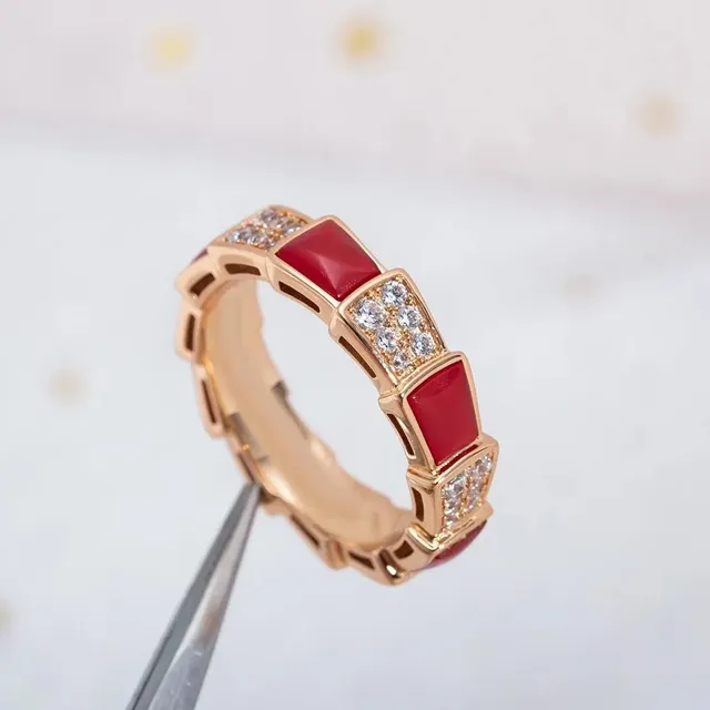 Bulgari Serpenti Ring Red Enamel and Diamond