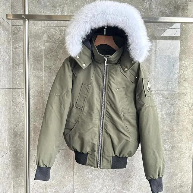 Moncler Bomber Jacket Fur-Trimmed Hood