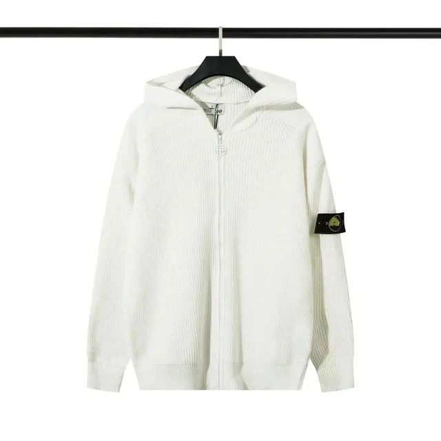 Stone Island Zip-Up Hooded Sweater Ribbed Knit