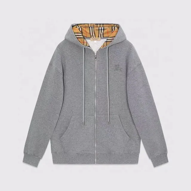 Burberry Zip-Up Hoodie Check-Print Lined