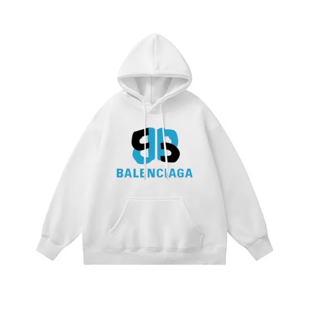 Balenciaga Logo Hoodie Blue and Black Logo